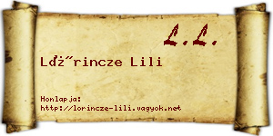 Lőrincze Lili névjegykártya