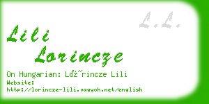 lili lorincze business card
